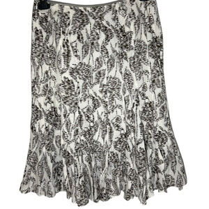Carlisle Womens Size 12 Skirt Knee Length Tulip Hem Ivory Brown Floral Linen
